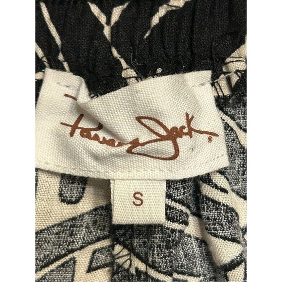 Panama Jack Women's Wide Leg Linen Blend Cropped Pants Black/Cream Size Small (0 - Picture 7 of 8